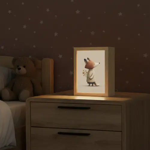 Vos - Gele bloemen - Minimalistisch Light Box met kabel klein -sfeer1_kind
