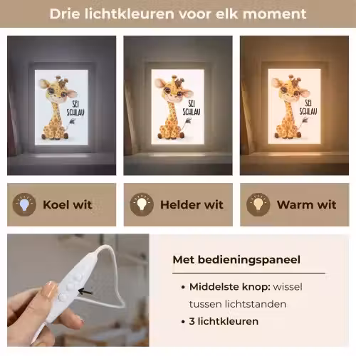 Giraf - Wees slim - Quote - Dier Light Box met kabel klein -USP_lichtkleurNL