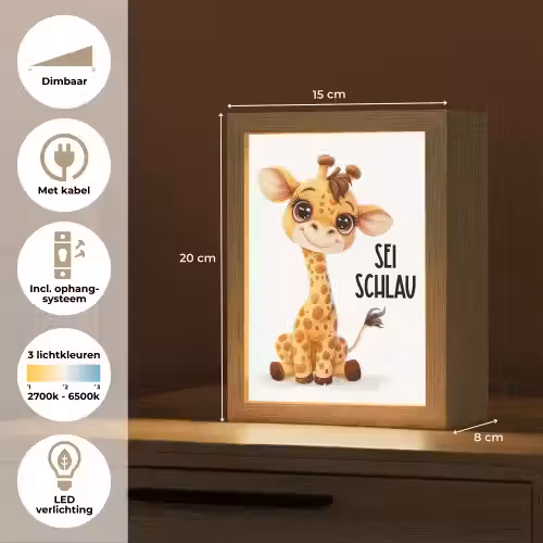 Giraf - Wees slim - Quote - Dier Light Box met kabel klein -USP_NL