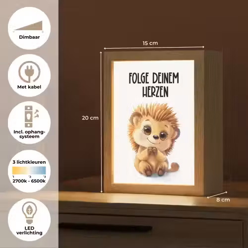 Egel - Wit - Dieren - Quote - Hart Light Box met kabel klein -USP_NL