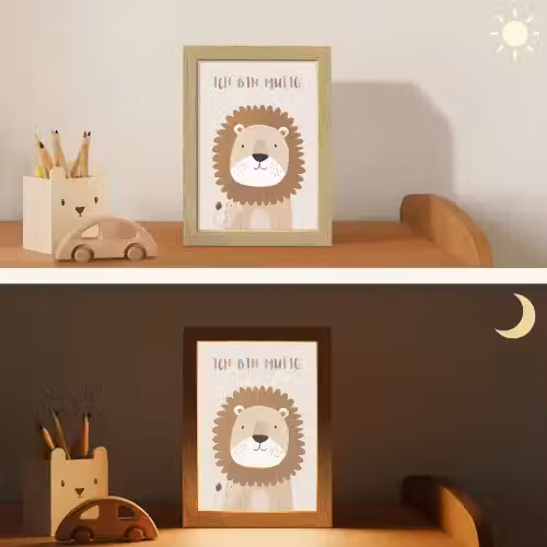 Leeuw - Beige - Dier - Moedig - Quote Light Box met kabel klein -sfeer3_kind