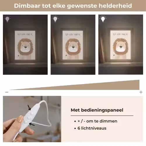 Leeuw - Beige - Dier - Moedig - Quote Light Box met kabel klein -USP_dimbaarNL