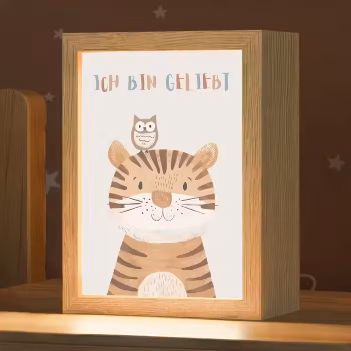 Leeuw - Uil - Beige - Dieren - Quote Light Box met kabel klein -zzz_3d_website