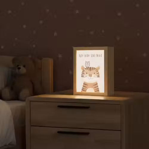 Leeuw - Uil - Beige - Dieren - Quote Light Box met kabel klein -sfeer1_kind
