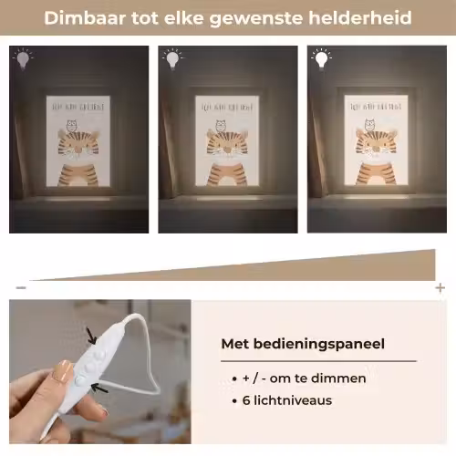Leeuw - Uil - Beige - Dieren - Quote Light Box met kabel klein -USP_dimbaarNL