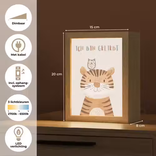 Leeuw - Uil - Beige - Dieren - Quote Light Box met kabel klein -USP_NL