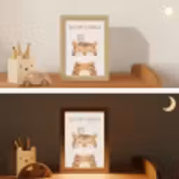 Leeuw - Uil - Beige - Dieren - Quote Light Box met kabel klein -sfeer3_kind