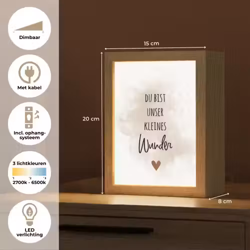 Quote - Wonder - Beige - Wit - Hart Light Box met kabel klein -USP_NL