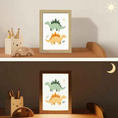 Sterren - Stegosaurussen - Blaadjes - Groen Light Box met kabel klein -sfeer3_kind
