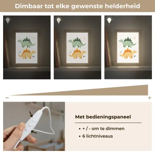 Sterren - Stegosaurussen - Blaadjes - Groen Light Box met kabel klein -USP_dimbaarNL