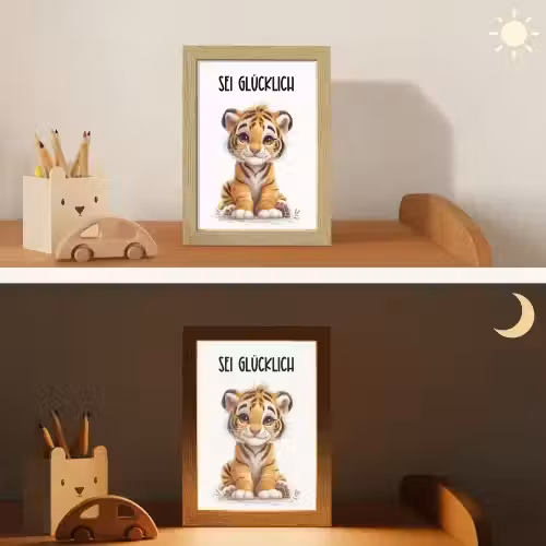 Tijger - Wees gelukkig - Quote - Dier Light Box met kabel klein -sfeer3_kind