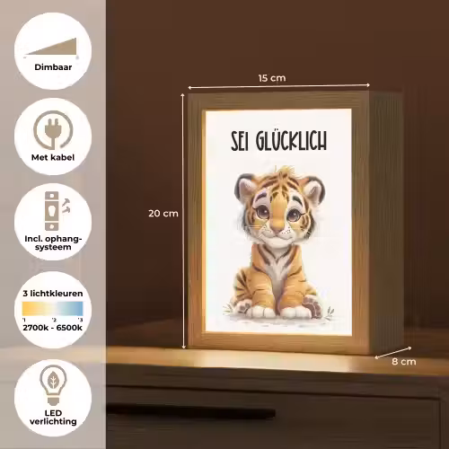 Tijger - Wees gelukkig - Quote - Dier Light Box met kabel klein -USP_NL