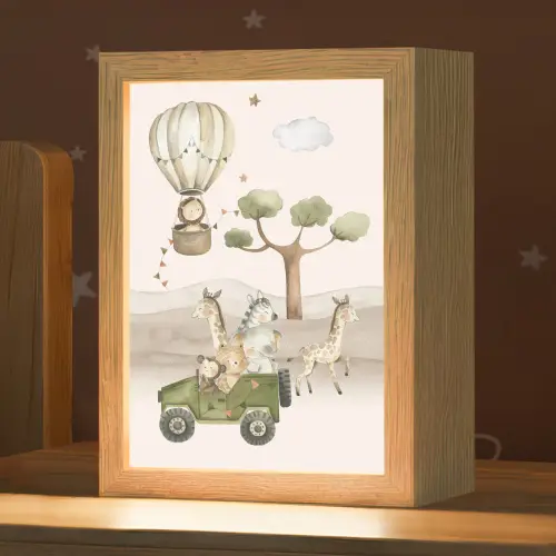 Wilde dieren - Safari - Watercolor - Luchtballon Light Box met kabel klein -zzz_3d_website