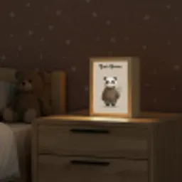 Panda - Blauwe bloemen - Zachtheid Light Box met kabel (Kinderlampje) klein -sfeer1_kind