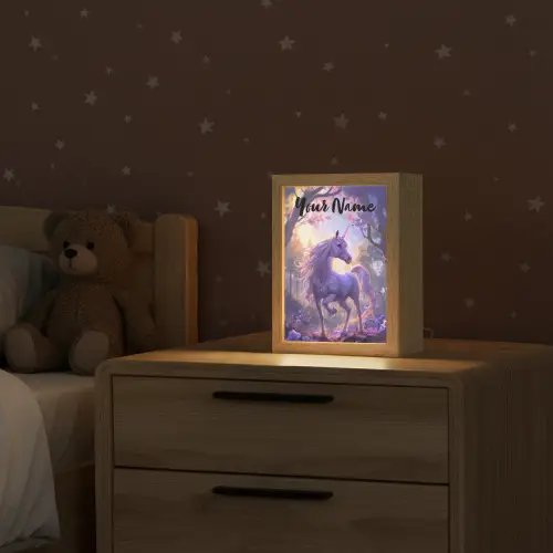 Eenhoorn - Paars - Sprookje - Fantasy dier Light Box met kabel (Kinderlampje) klein -sfeer1_kind