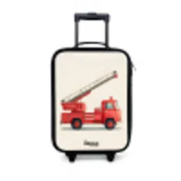 Brandweerwagen - Getekend - Rood Kinderkoffer - Zwart klein -3d