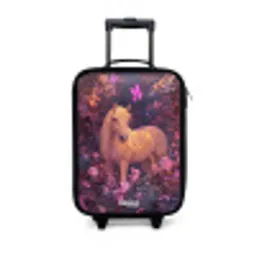 Paard - Bloemen - Paars - Vlinder Kinderkoffer - Zwart klein -3d