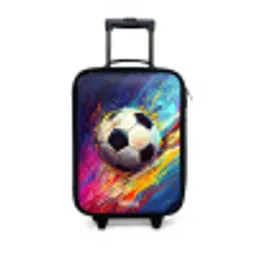 Neon - Voetbal - Kleurrijk Kinderkoffer - Zwart klein -3d