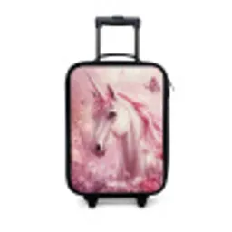 Eenhoorn - Roze - Vlinders - Bloemen Kinderkoffer - Zwart klein -3d