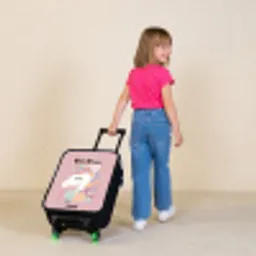 Eenhoorn - Roze - Bloemen Kinderkoffer - Zwart klein -sfeer1