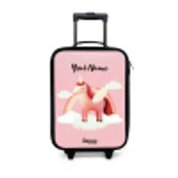 Eenhoorn - Vleugels - Roze - Regenboog Kinderkoffer - Zwart klein -3d