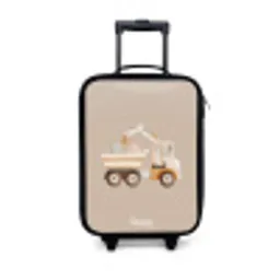 Gele kiepwagen in neutrale kleuren Kinderkoffer - Zwart klein -3d