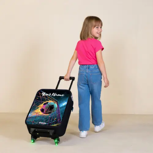 Neon - Net - Voetbal - Kleurrijk Kinderkoffer - Zwart klein -sfeer1