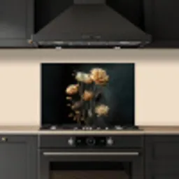 Boeket - Bloemen - Licht - Zwart keuken achterwand spatscherm klein -sfeer1