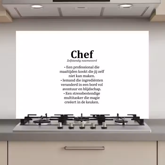 Kok - Definitie - Chef - Koken - Keuken - Spreuken - Woordenboek keuken achterwand spatscherm klein -3d_website