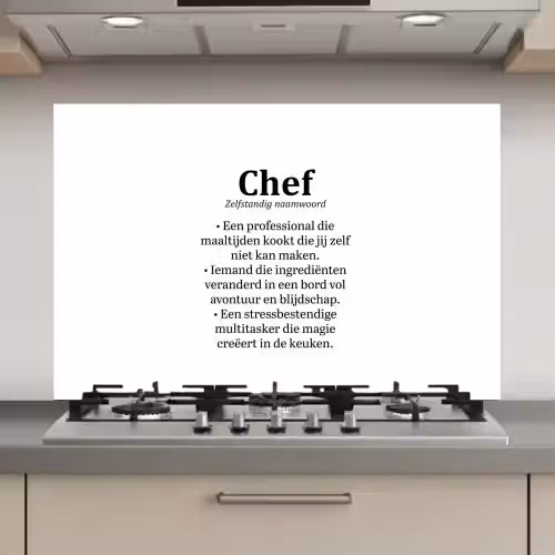 Kok - Definitie - Chef - Koken - Keuken - Spreuken - Woordenboek keuken achterwand spatscherm klein -3d_website