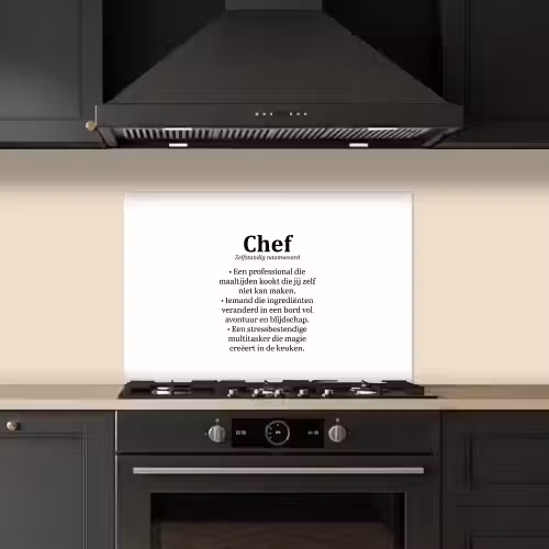 Kok - Definitie - Chef - Koken - Keuken - Spreuken - Woordenboek keuken achterwand spatscherm klein -sfeer1