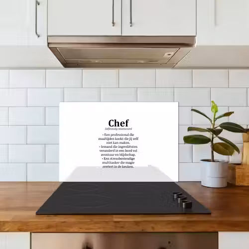 Kok - Definitie - Chef - Koken - Keuken - Spreuken - Woordenboek keuken achterwand spatscherm klein -sfeer2