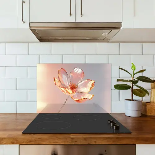 Glazen - Bloem - Roze keuken achterwand spatscherm klein -sfeer2