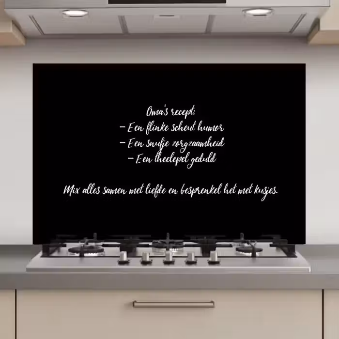 Oma's recept - Koken - Quotes - Spreuken - Oma keuken achterwand spatscherm klein -3d_website