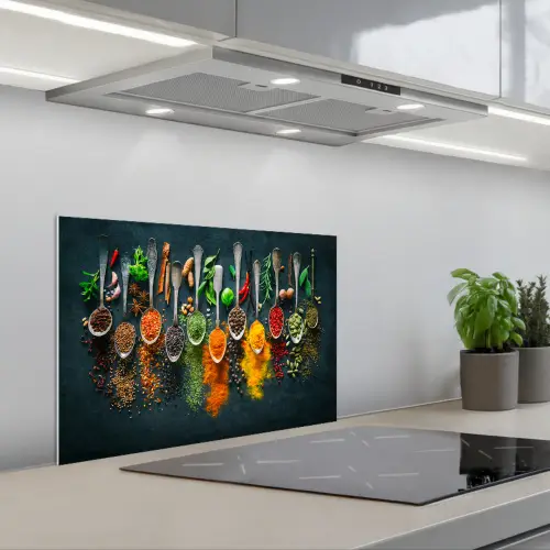Kruiden - Specerijen - Lepels keuken achterwand spatscherm klein -3d_schuin