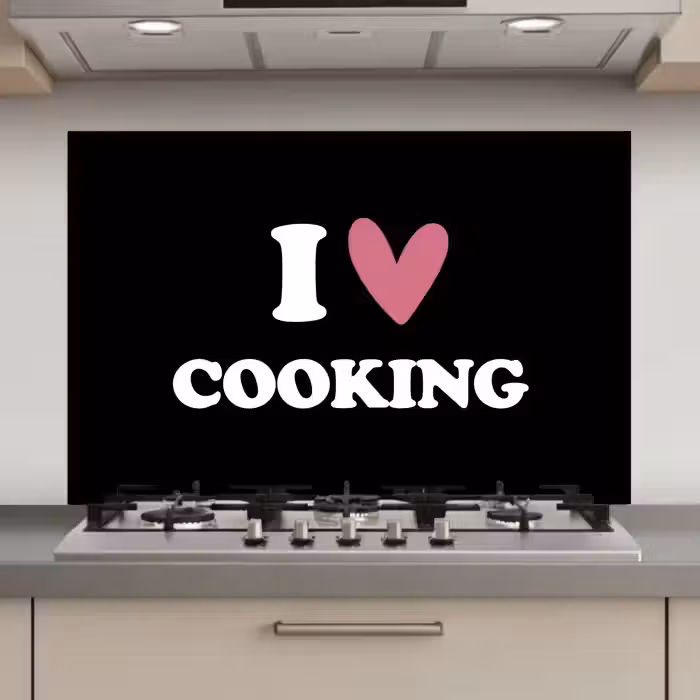 I love cooking - Koken - Hartje - Kookliefhebber - Kok - Spreuken keuken achterwand spatscherm klein -3d_website