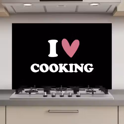 I love cooking - Koken - Hartje - Kookliefhebber - Kok - Spreuken keuken achterwand spatscherm klein -3d_website