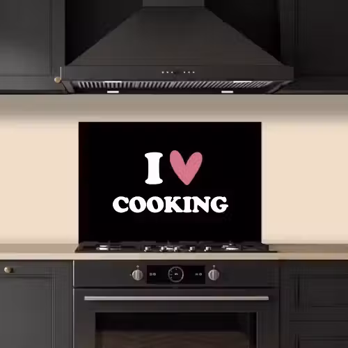 I love cooking - Koken - Hartje - Kookliefhebber - Kok - Spreuken keuken achterwand spatscherm klein -sfeer1