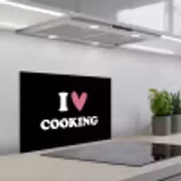 I love cooking - Koken - Hartje - Kookliefhebber - Kok - Spreuken keuken achterwand spatscherm klein -3d_schuin