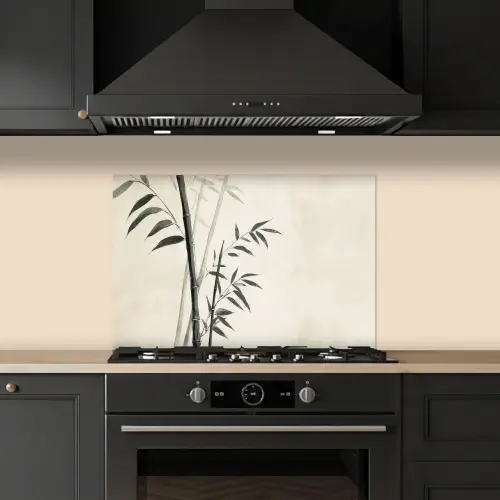 Japandi - Bamboe - Beige keuken achterwand spatscherm klein -sfeer1