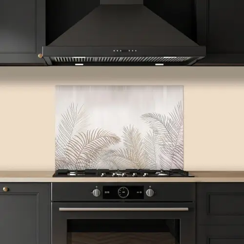 Bladeren - Beige - Botanisch - Vintage keuken achterwand spatscherm klein -sfeer1