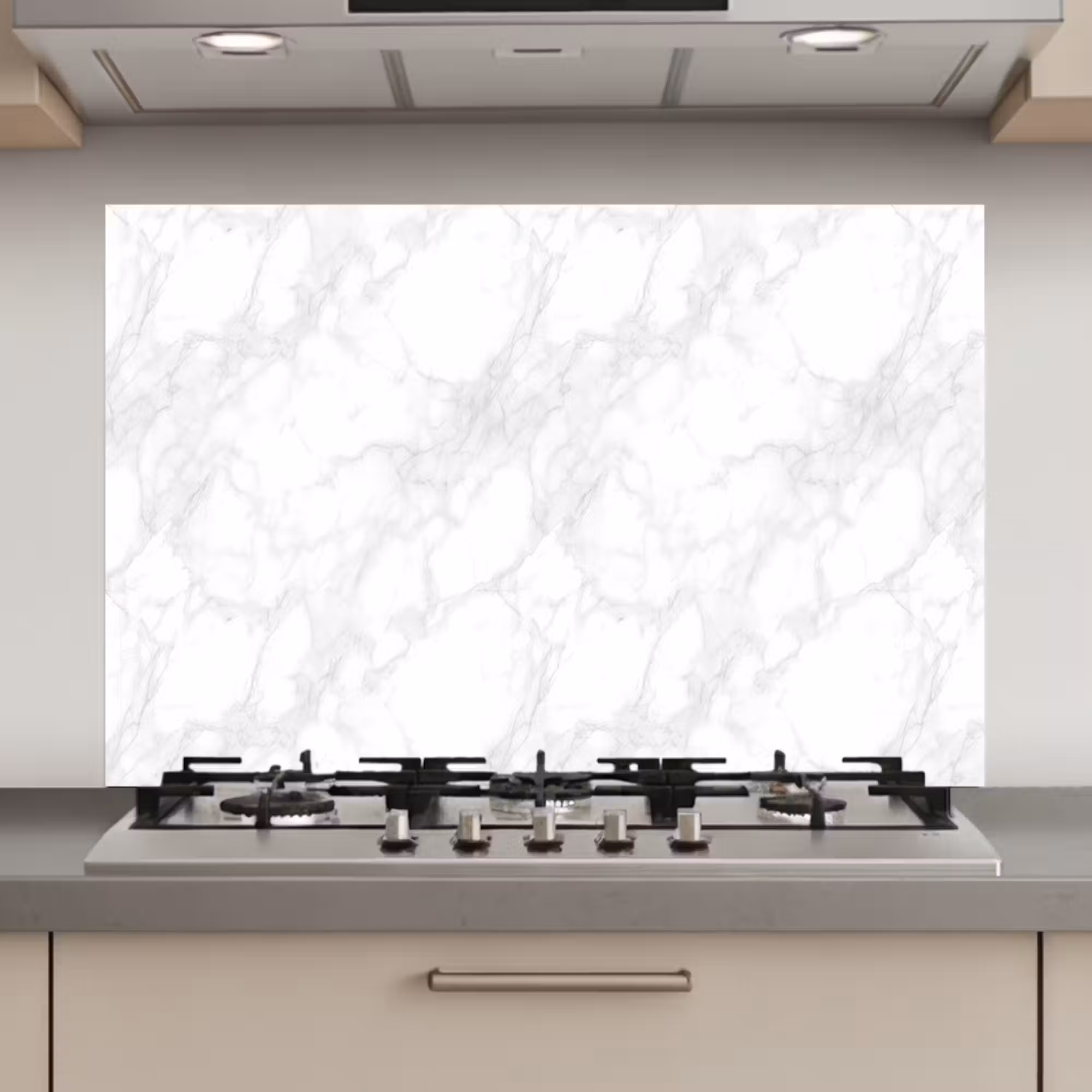 Kitchen Splashback - Minimalist - White - Gray veins