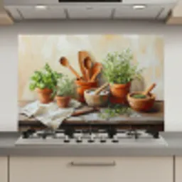 Potten - Kruiden - Hout keuken achterwand spatscherm klein -3d_website