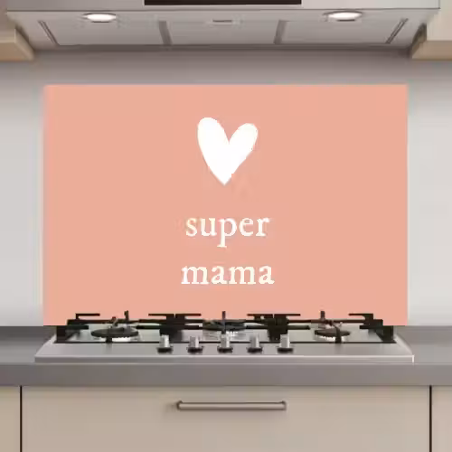 Presentje voor Moederdag super mama lichtroze/wit keuken achterwand spatscherm klein -3d_website