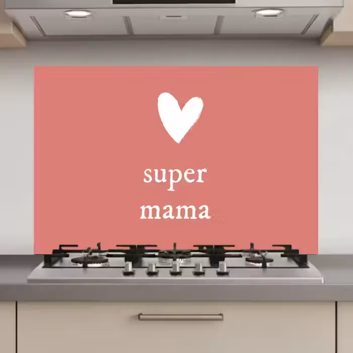 Presentje voor Moederdag super mama roze/wit keuken achterwand spatscherm klein -3d_website
