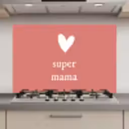 Presentje voor Moederdag super mama roze/wit keuken achterwand spatscherm klein -3d_website
