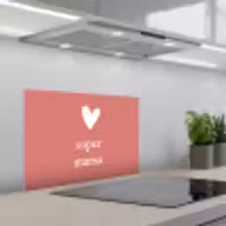 Presentje voor Moederdag super mama roze/wit keuken achterwand spatscherm klein -3d_schuin