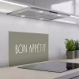 Spreuken - Bon appétit - Quotes - Eet smakelijk - Eten keuken achterwand spatscherm klein -3d_schuin
