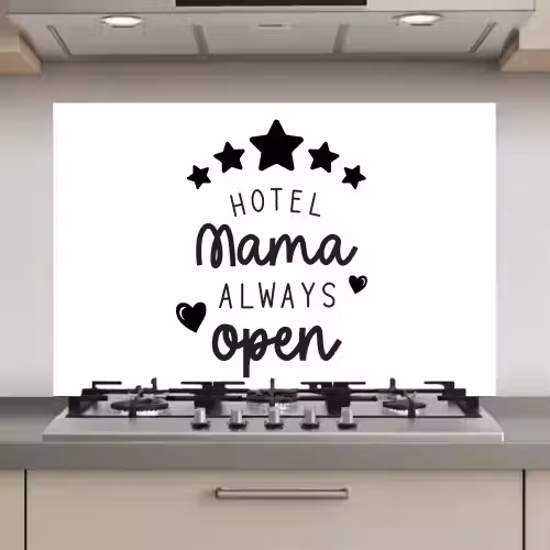 Spreuken - Hotel mama always open - Mama - Quotes keuken achterwand spatscherm klein -3d_website