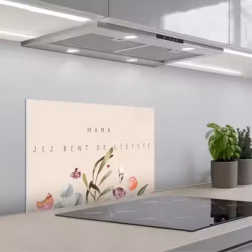 Spreuken - Mama jij bent de liefste - Quotes - Moeder keuken achterwand spatscherm klein -3d_schuin